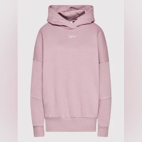 Reebok Tops - Reebok Oversized Hooded Lux Pink Hoodie Sweatshirt Women's Size Medium